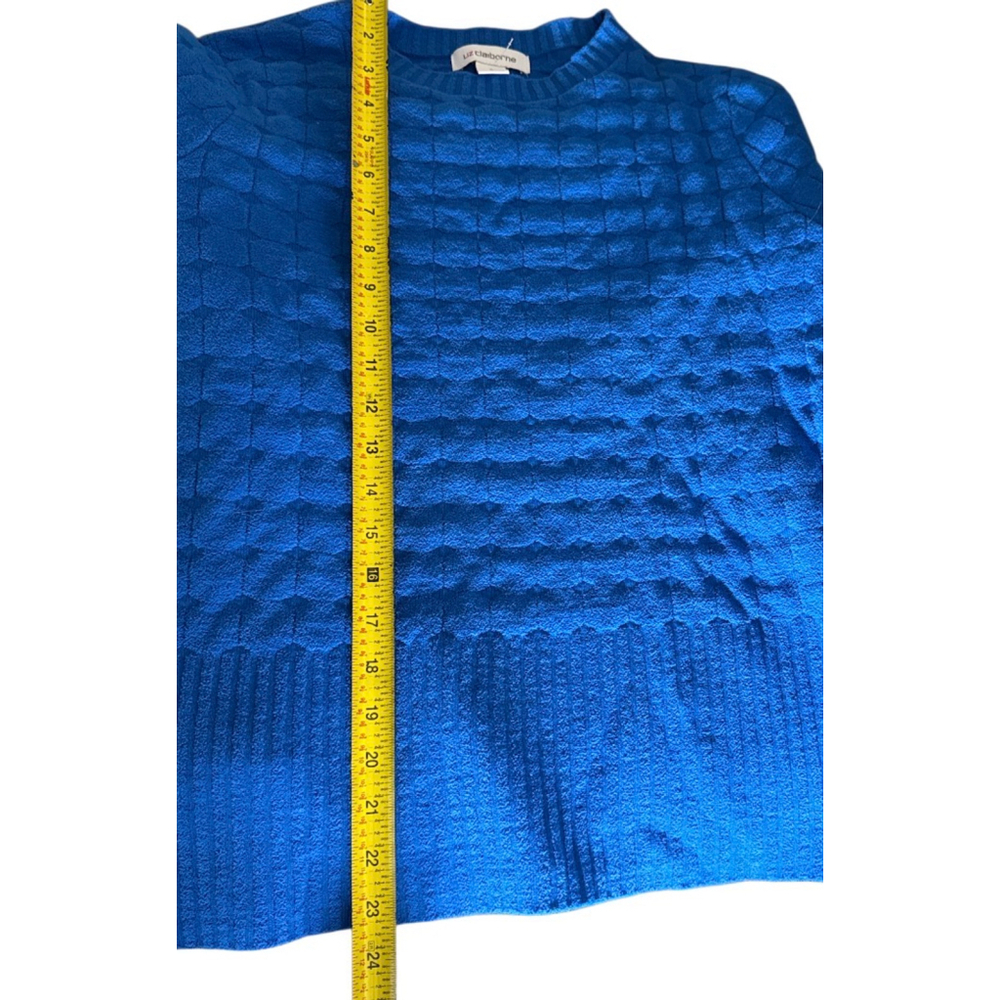 Women's Liz Claiborne Blue Textured Crew Neck Sweater S like new - Picture 6 of 13